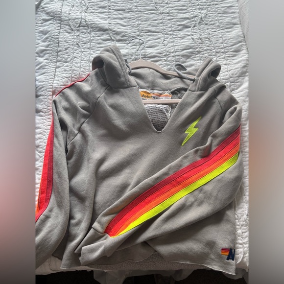 Aviator nation bolt split neck crop hoodie - Picture 2 of 2